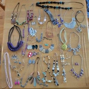 50+ Piece Costume Jewlery Lot Bundle Fashion Bold Craft Beads Necklaces Earrings